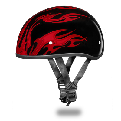 D.O.T. Daytona Skull Cap- W/ Flames Red