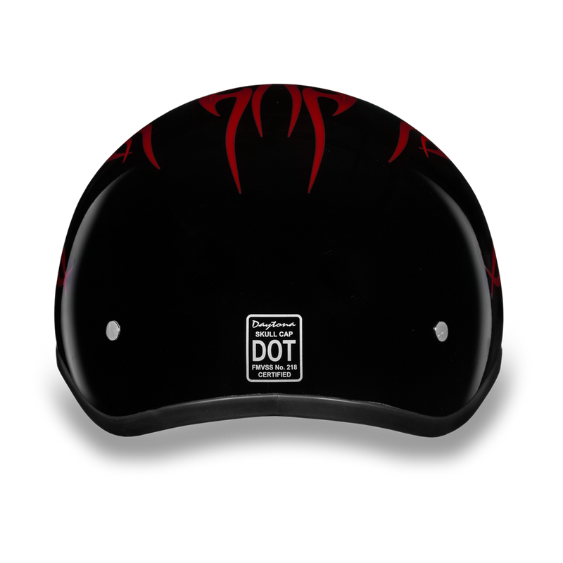 D.O.T. Daytona Skull Cap- W/ Flames Red