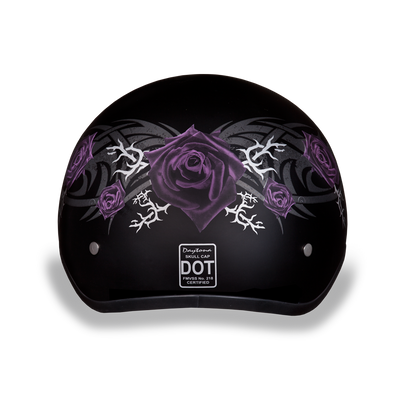 D.O.T. Daytona Skull Cap- W/ Purple Rose