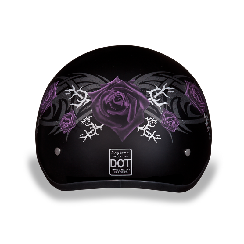 D.O.T. Daytona Skull Cap- W/ Purple Rose