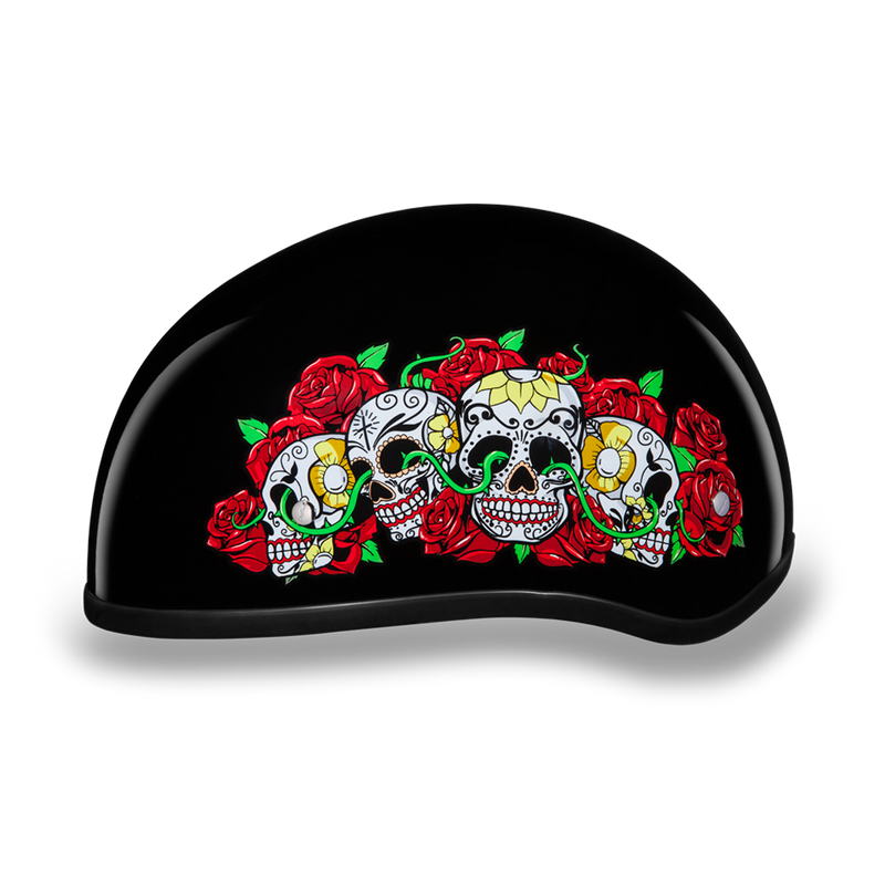 D.O.T. Daytona Skull Cap- W/ Rose Skulls