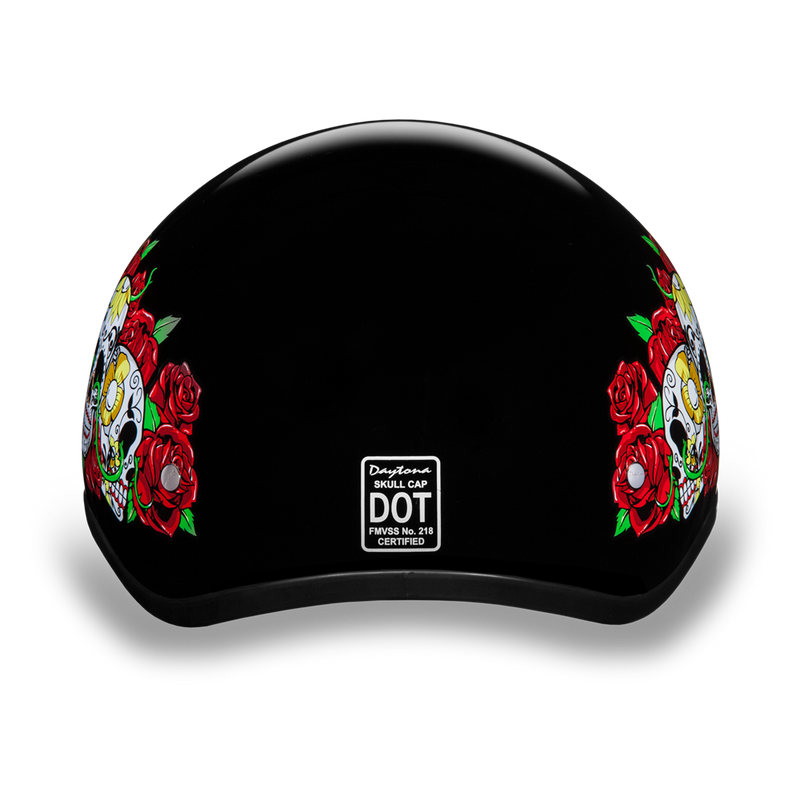 D.O.T. Daytona Skull Cap- W/ Rose Skulls